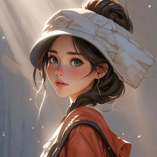 戴帽子女生头像