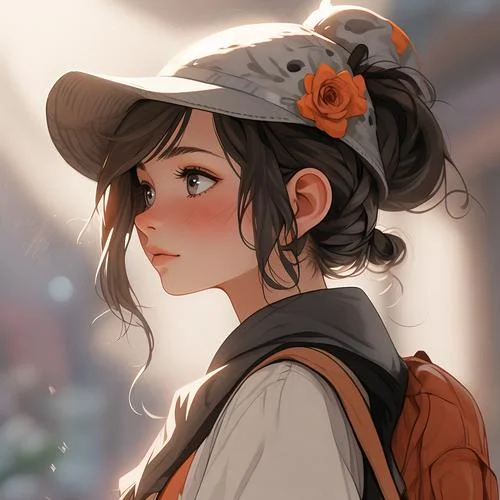 戴帽子女生头像