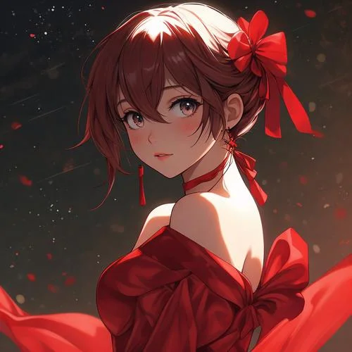 红色女生头像