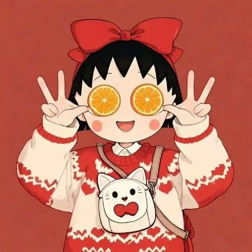 韩系红色系女生头像