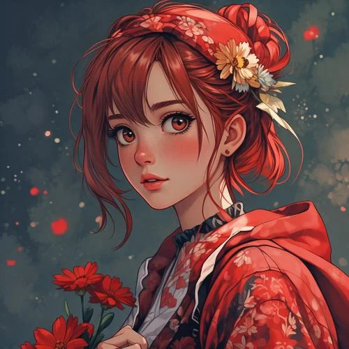 红色女生头像