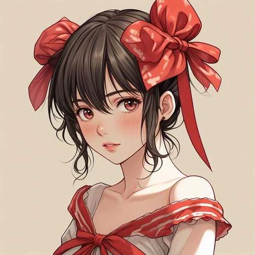 红色女生头像