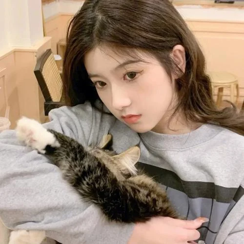 女生和猫的头像森系