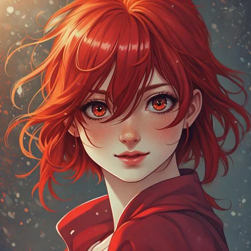 红色女生头像