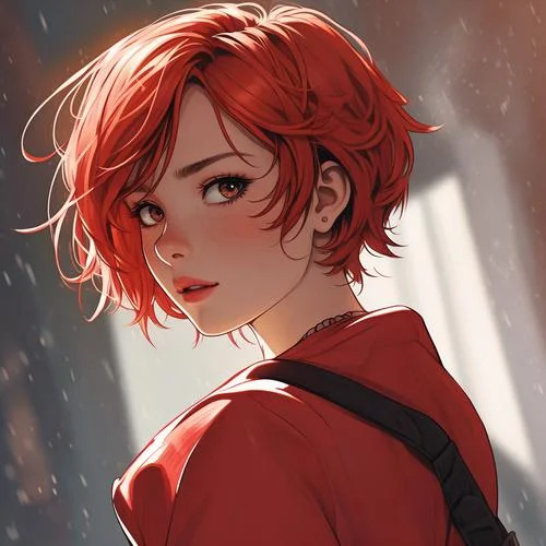 红色女生头像