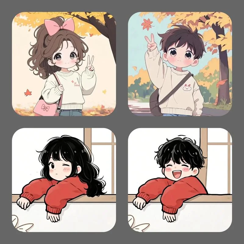 情侣头像萌系小孩一对